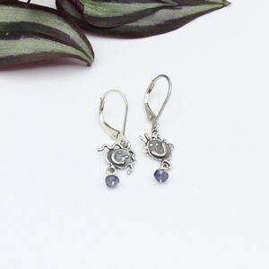 Vintage silver smiley face beaded earrings